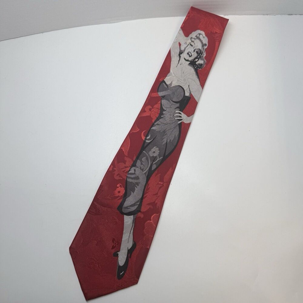 City One Polyester Sexy Marilyn Monroe Textured Red Neck Tie